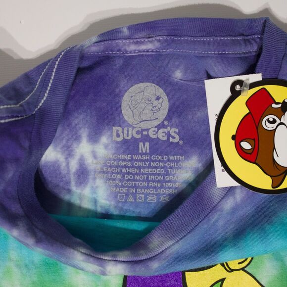 NWT Buc-ee’s Peace Love & Mardi Gras Tie Dye Double Sided T-Shirt Size Med. (B5) - Picture 7 of 10